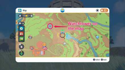 Pokemon SV - Gimmighoul watchtower on map