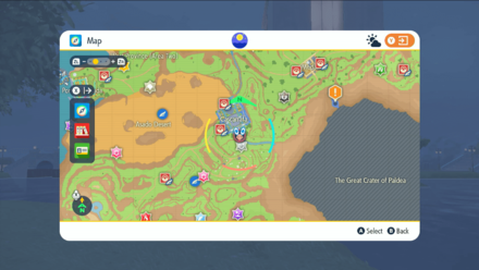 Pokemon Scarlet and Violet (SV) - Water Stone Location Map Zoomed-Out