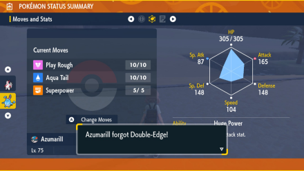 Pokemon Scarlet and Violet SV Azumarill Forgets a Move