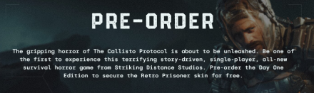 Callisto Protocol Pre Order Menu