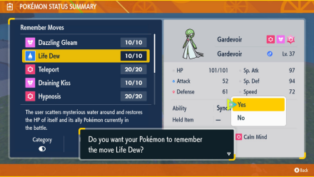Pokemon Scarlet and Violet SV Gardevoir Remembers Life Dew.png