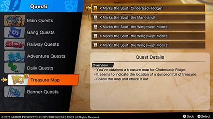 Dragon Quest Treasures - Treasure Dungeon Quests Menu