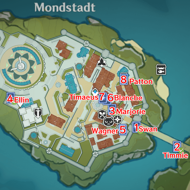 All TCG Player Locations in Mondstadt