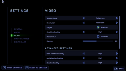 High on Life - Video Settings Screen