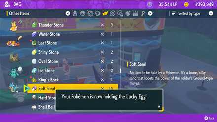 Giving Your Pokemon a Lucky Egg - Pokemon Scarlet and Violet (SV)
