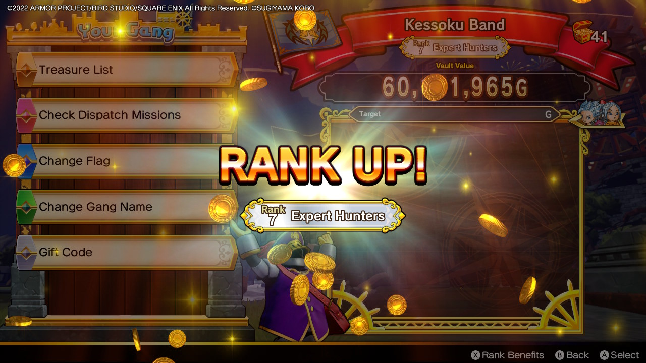 DQ Treasures - Gang rank up