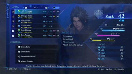 Crisis Core Final Fantasy VII Reunion - Before Level Farming.png