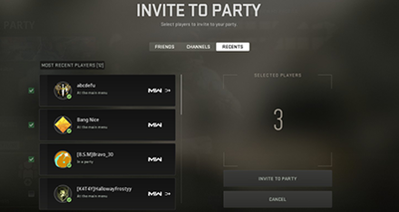 Modern Warfare 2 - Friends, Channels and Recents