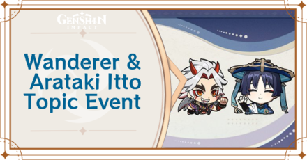 Genshin Impact - The Wanderer and Arataki Itto Topic Event Top Banner