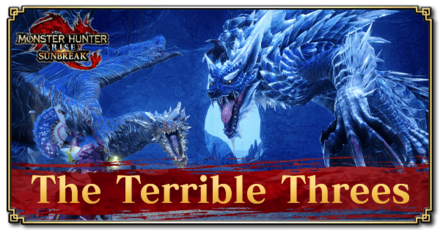 Monster Hunter Rise (MH Rise) - The Terrible Threes Quest Banner