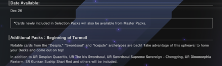Beginning of Turmoil Selection Pack Announced