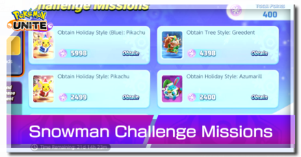 Pokemon UNITE - Snowman Challenge Missions Banner