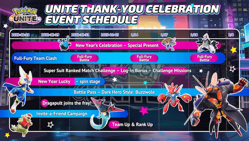 Look ahead to upcoming Pokémon and events to celebrate the new year in  Pokémon Unite - News - Nintendo Official Site