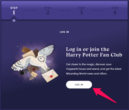 Hogwarts Legacy - Step 1 Log in or Join Harry Potter Fan Club