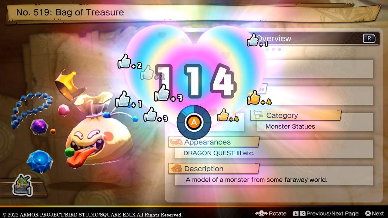 DQ Treasures - liking a treasure