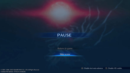 Crisis Core Final Fantasy VII Reunion - Cutscene Skip