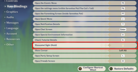 Genshin - Elemental Sight Control PC