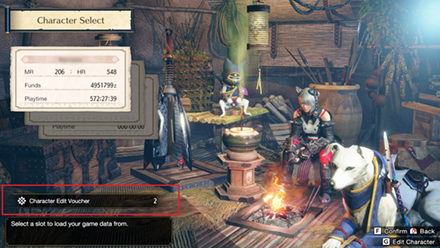 MH Rise Sunbreak Character Edit Voucher in Character Select.PNG