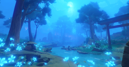 Genshin - Inazuma Viewpoint - The Sacred Forest in the Moonlight