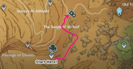 Genshin - City of the Deceased Domain Location and Route Map