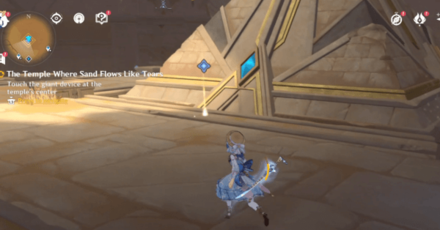 Genshin - The Temple Where Sand Flows Like Tears - Touch the giant device at the temple