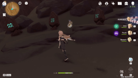 Genshin Impact - Glowing Blue Rocks in the Hadramaveth Desert