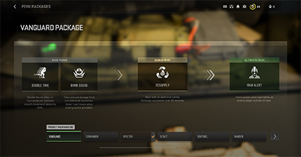 Warzone 2.0 - Perk Package Menu