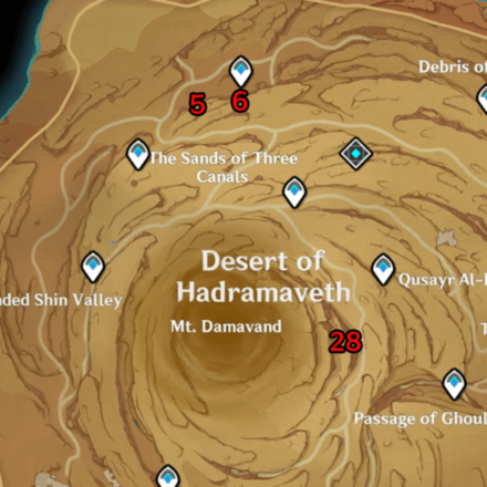 Genshin - Sacred Seal Thunderstrike Desert of Hadramaveth Locations