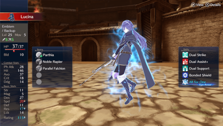 Fire Emblem Engage - Paralogue The Exalt Lucina Stats Equipment