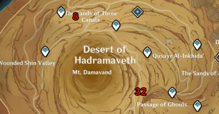 Genshin - Sacred Seal Dune Desert of Hadramaveth Locations
