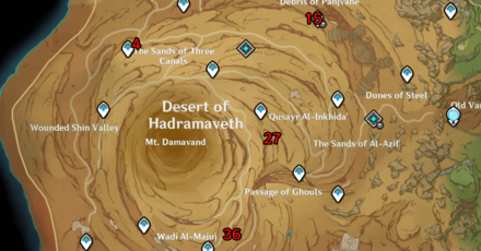 Genshin - Sacred Seal Forest Desert of Hadramaveth Locations