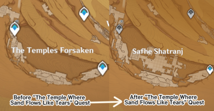 Genshin - Chess Board in The Temples of Forsaken Before and After