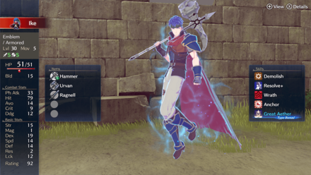 Fire Emblem Engage - Paralogue The Radiant Hero Ike Stats Equipment