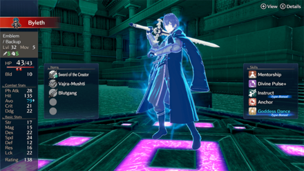 Fire Emblem Engage - Paralogue The Instructor Byleth Stats Equipment