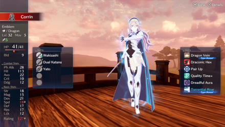 Fire Emblem Engage - Paralogue The Crux of Fate Corrin Stats Equipment