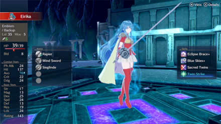 Fire Emblem Engage - Paralogue The Azure Twin Eirika Stats Equipment