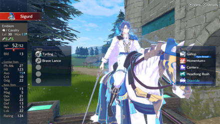 Fire Emblem Engage - Paralogue The Holy Knight Sigurd Stats Equipment