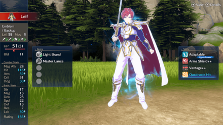 Fire Emblem Engage - Paralogue The Sage Lord Leif Stats Equipment