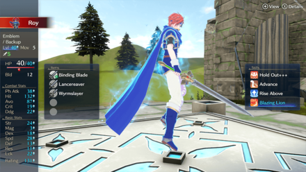 Fire Emblem Engage - Paralogue The Young Lion Roy Stats Equipment