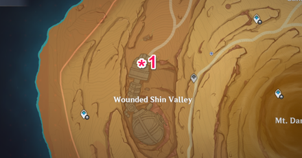 Genshin - Hadramaveth Cave Entrance - Wounded Shin Valley Map
