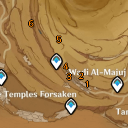 Genshin - Wadi Al-Majuj Sacred Seal All Locations Map