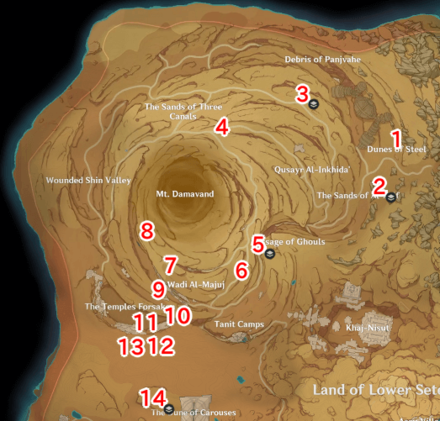 Genshin Impact - Hadramaveth Torch Puzzle Map