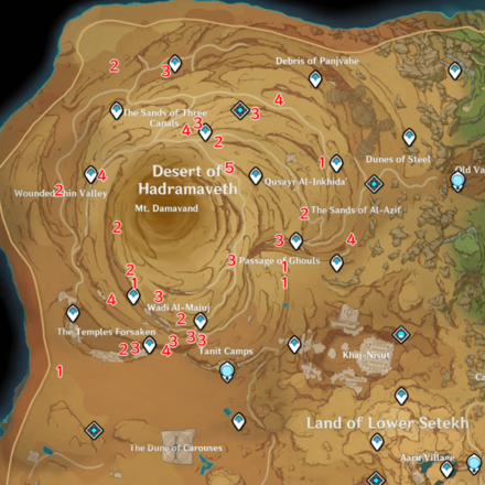 Genshin Impact Desert of Hadramaveth Aboveground Location - Shroomkin Enemies
