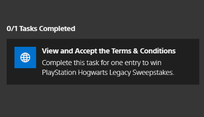 Hogwarts - House Cup Sweepstakes - Sweepstakes Entry