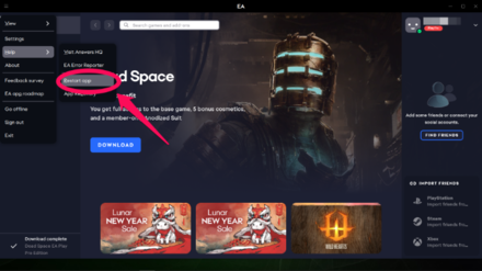 Dead Space Remake 2023 - Restart The Launch Application