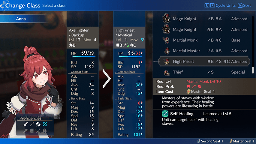Fire Emblem Engage - Class Change to High Priest High Luck