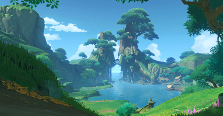 Genshin - Sumeru Rainforest Viewpoint - The Harbor Betwix the Two Trees