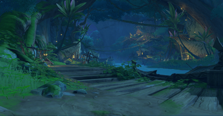 Genshin - Sumeru Rainforest Viewpoint - The Village by the River