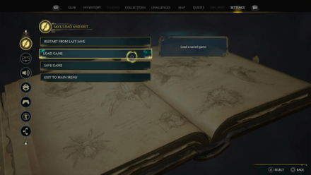 Hogwarts Legacy - Select Load Game