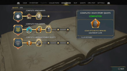 Hogwarts Legacy - Claim Rewards on Challenges Tab